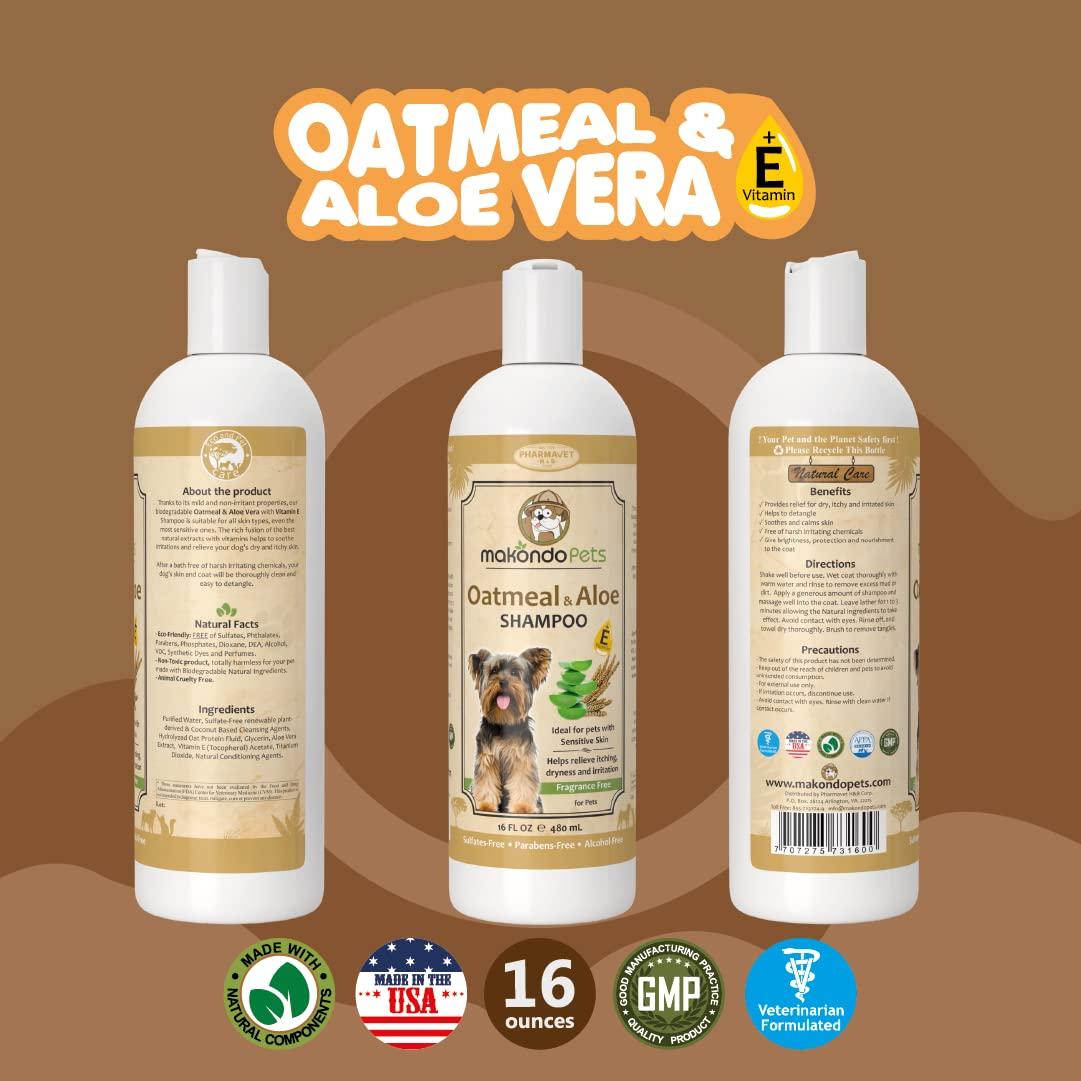 Oatmeal Shampoo for Dogs with Aloe Vera. Hypoallergenic Dog Shampoo for Allergies and Itching. Ideal Pet Shampoo for your Dog Grooming Supplies   Dog Bathing Supplies. Best Cat Shampoo & Puppy Shampoo