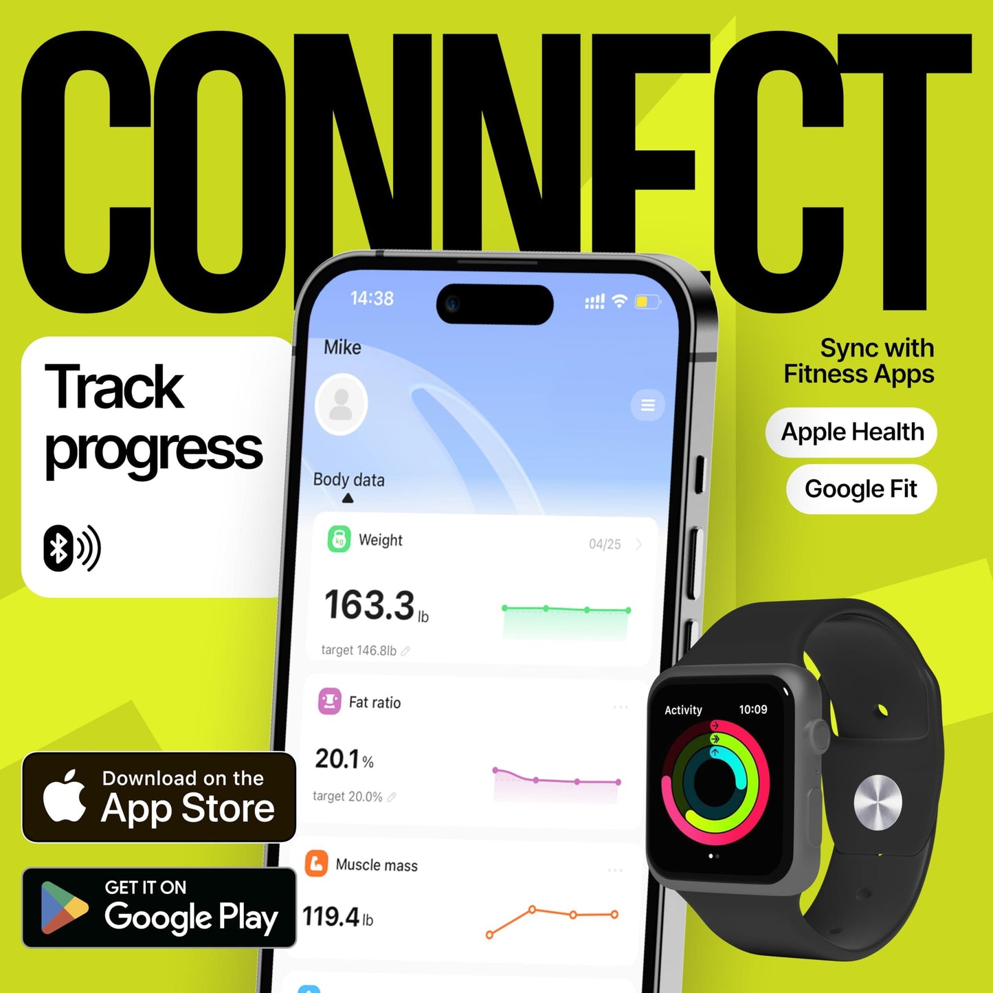 25 Metrics  White Digital Bathroom Smart Scale with BMI Body Fat Muscle Mass Bluetooth Apple Health Compatible Scales Digital Weight Composition Scale & Body Fat Mass Up to 400lb 180 kg