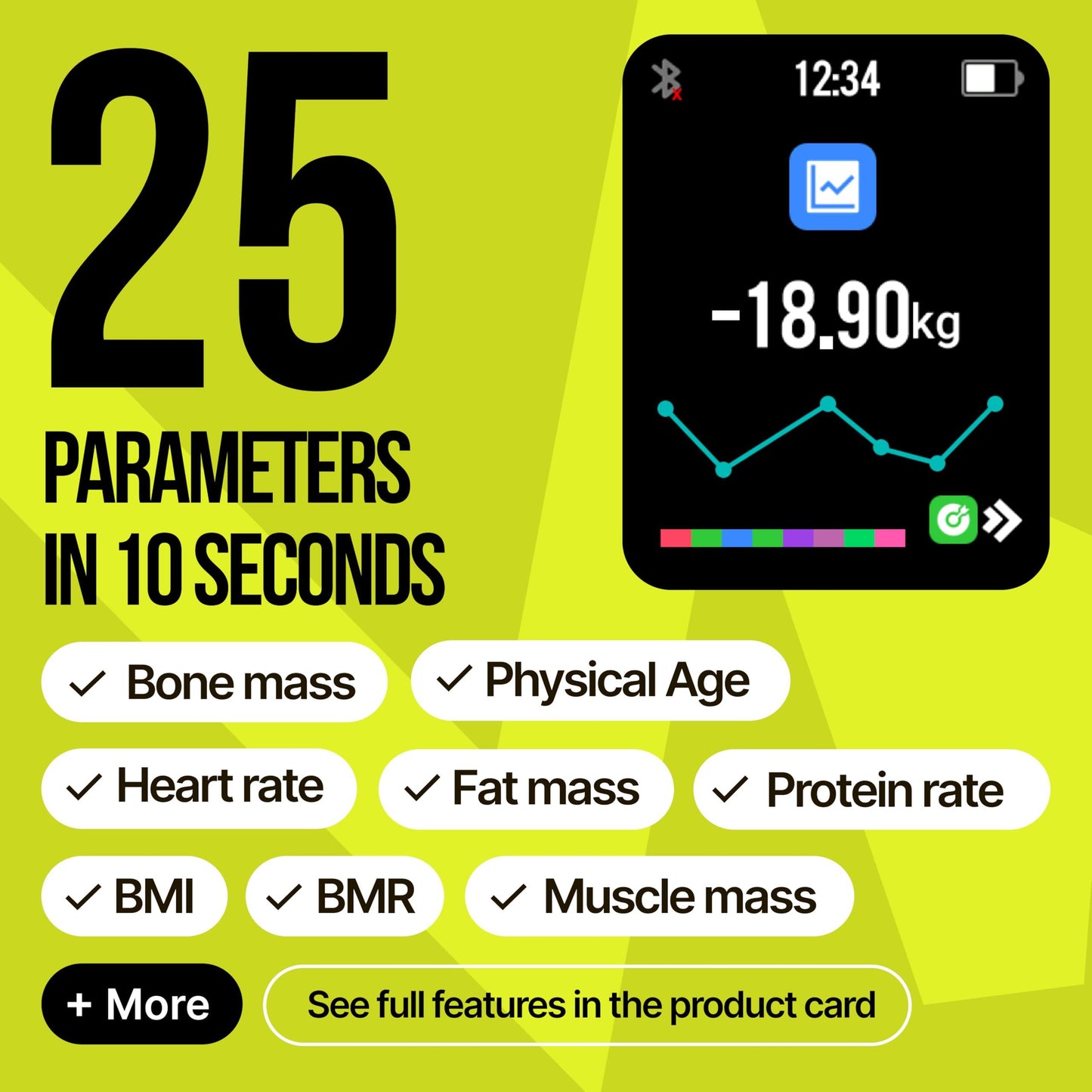 25 Metrics  White Digital Bathroom Smart Scale with BMI Body Fat Muscle Mass Bluetooth Apple Health Compatible Scales Digital Weight Composition Scale & Body Fat Mass Up to 400lb 180 kg