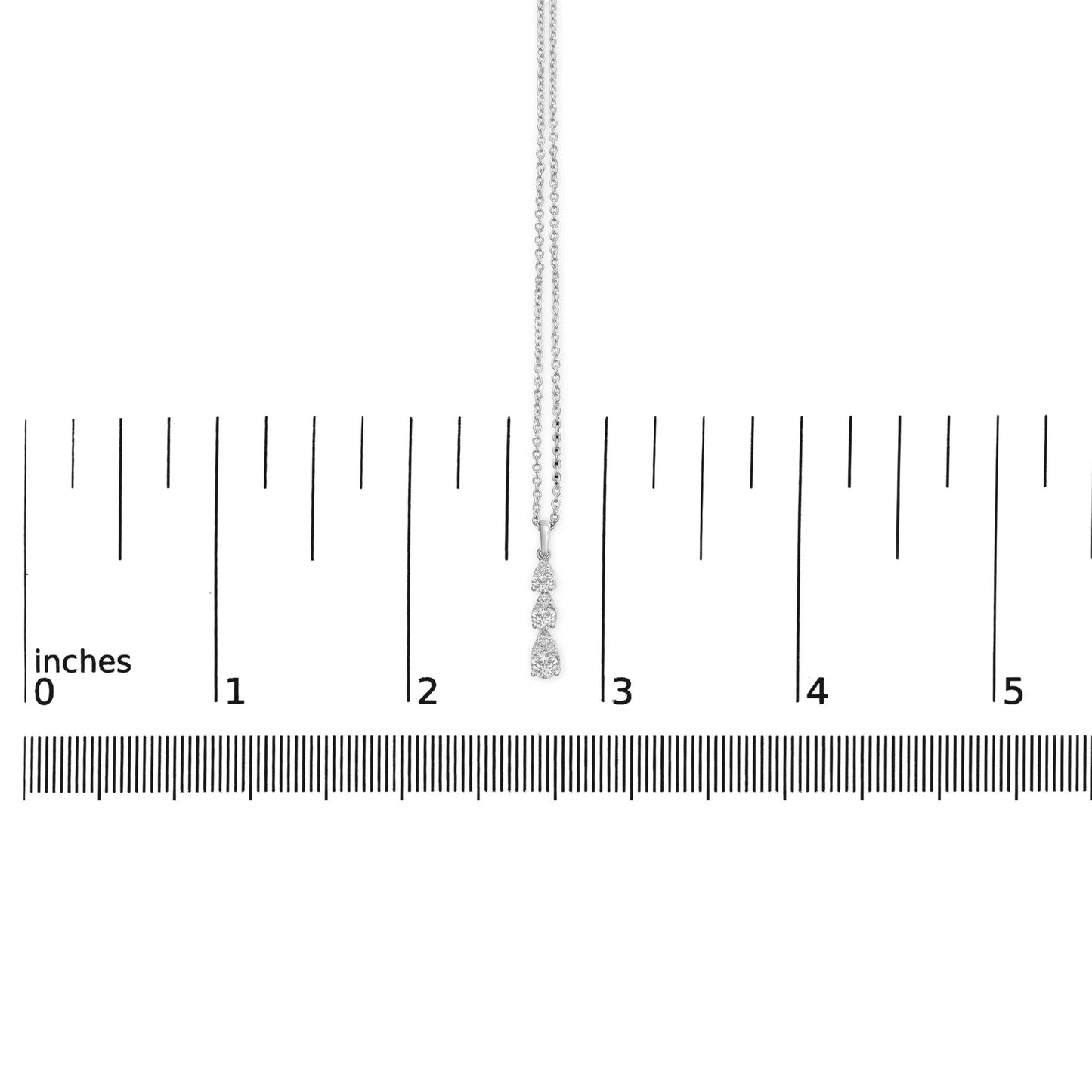 14K White Gold 3/8 Cttw Diamond Graduating 3 Stone Drop Style Pendant Necklace (G-H Color, VS2-SI1 Clarity) - 18" Inches