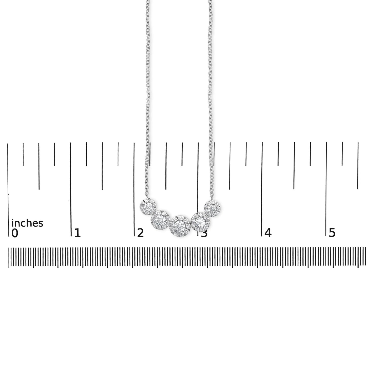 14K White Gold 2 3/8 Cttw Diamond 5 Station Cluster Necklace (H-I Color, VS2-SI1 Clarity) - 18" Inches