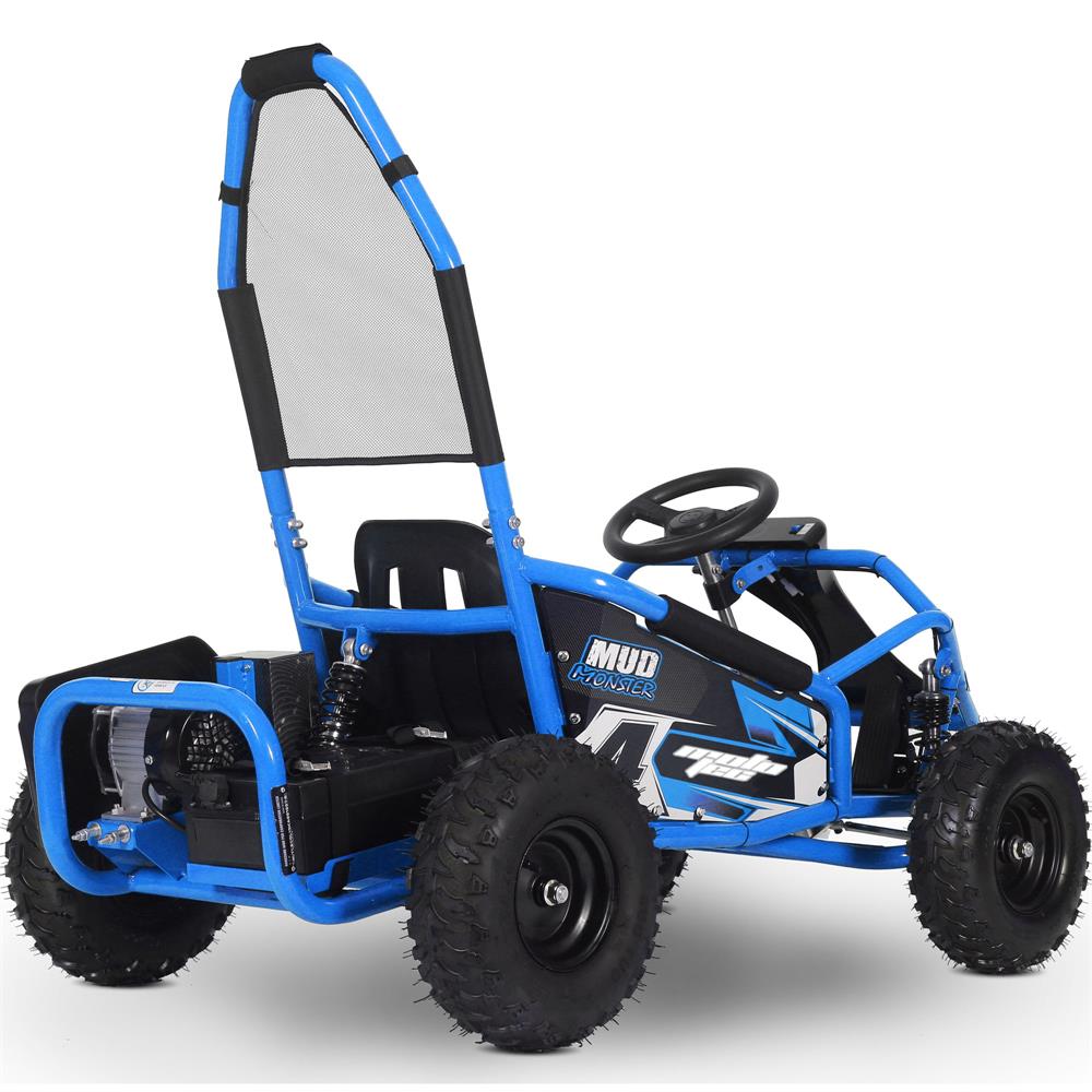 Mototec Mud Monster Kids Electric 48v 1000w Go Kart Full Suspension Blue