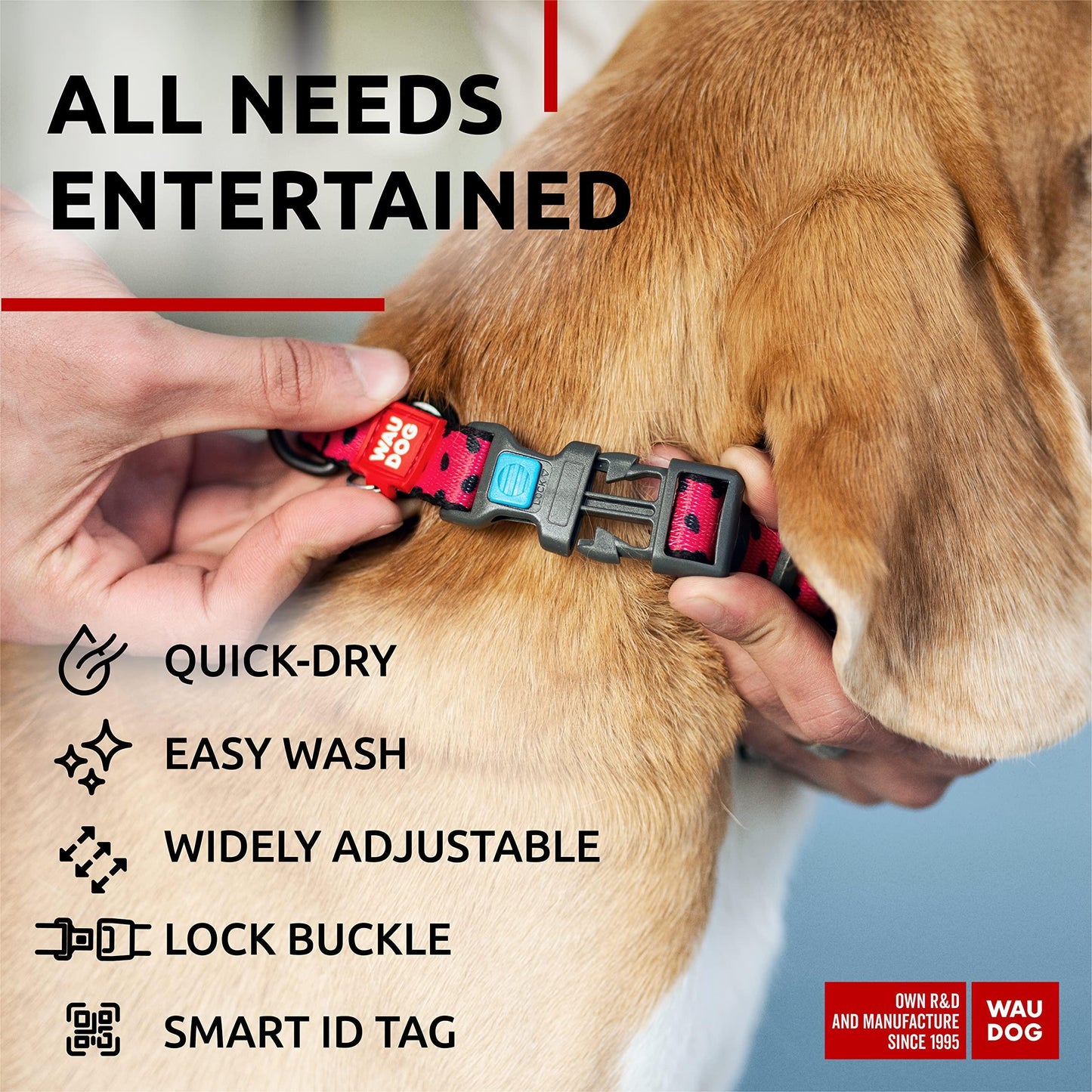 Nylon Dog Collar   Adjustable Dog Collar for Large Dogs Small & Medium Dogs   Breakaway Puppy Collars for Large Breed Dogs   Boy & Girl Dog Collars with Durable Plastic Buckle and QR Dog Tag