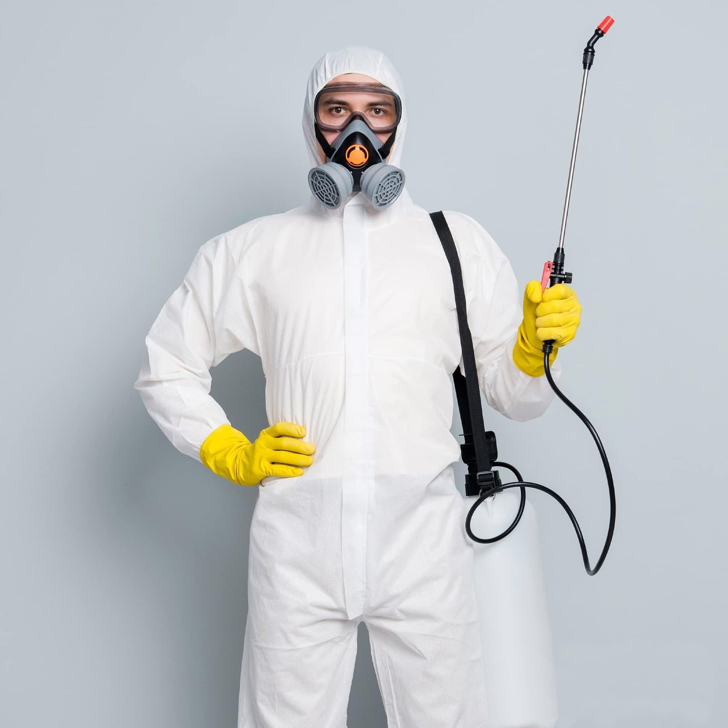 AMZ Medical Supply Disposable Coveralls for Men Women Large Pack of 5 White Hazmat Suits Disposable with Hood Boots Elastic Cuffs Waterproof and Dense 60gsm SMS Disposable Hazmat Suit Costume