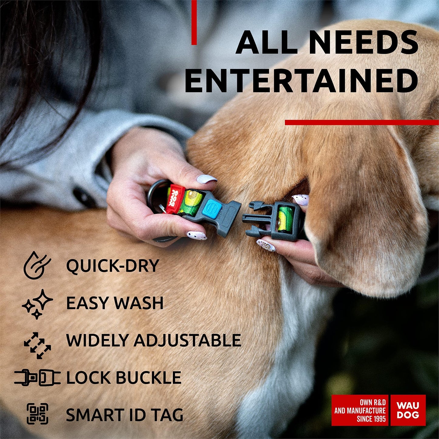 Nylon Dog Collar   Adjustable Dog Collar for Large Dogs Small & Medium Dogs   Breakaway Puppy Collars for Large Breed Dogs   Boy & Girl Dog Collars with Durable Plastic Buckle and QR Dog Tag