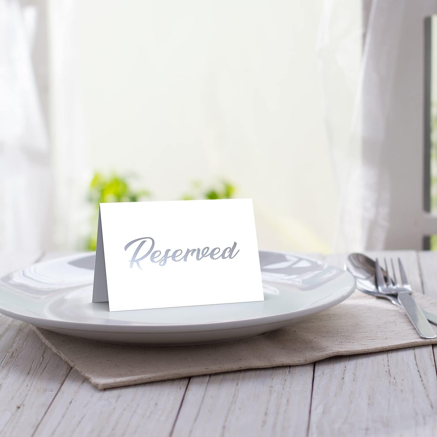 10 Pack Silver Reserved Table Signs for Wedding Party Restaurant   Reserved Signs for Wedding   Double Sided Reserved Table Signs   Silver Reserved Signs for Tables   Silver Tent Reservation Cards