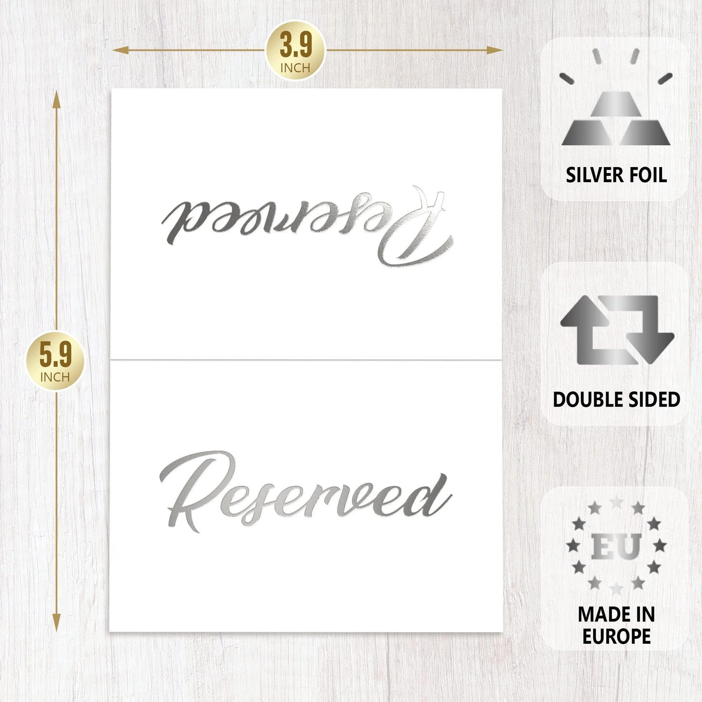 10 Pack Silver Reserved Table Signs for Wedding Party Restaurant   Reserved Signs for Wedding   Double Sided Reserved Table Signs   Silver Reserved Signs for Tables   Silver Tent Reservation Cards