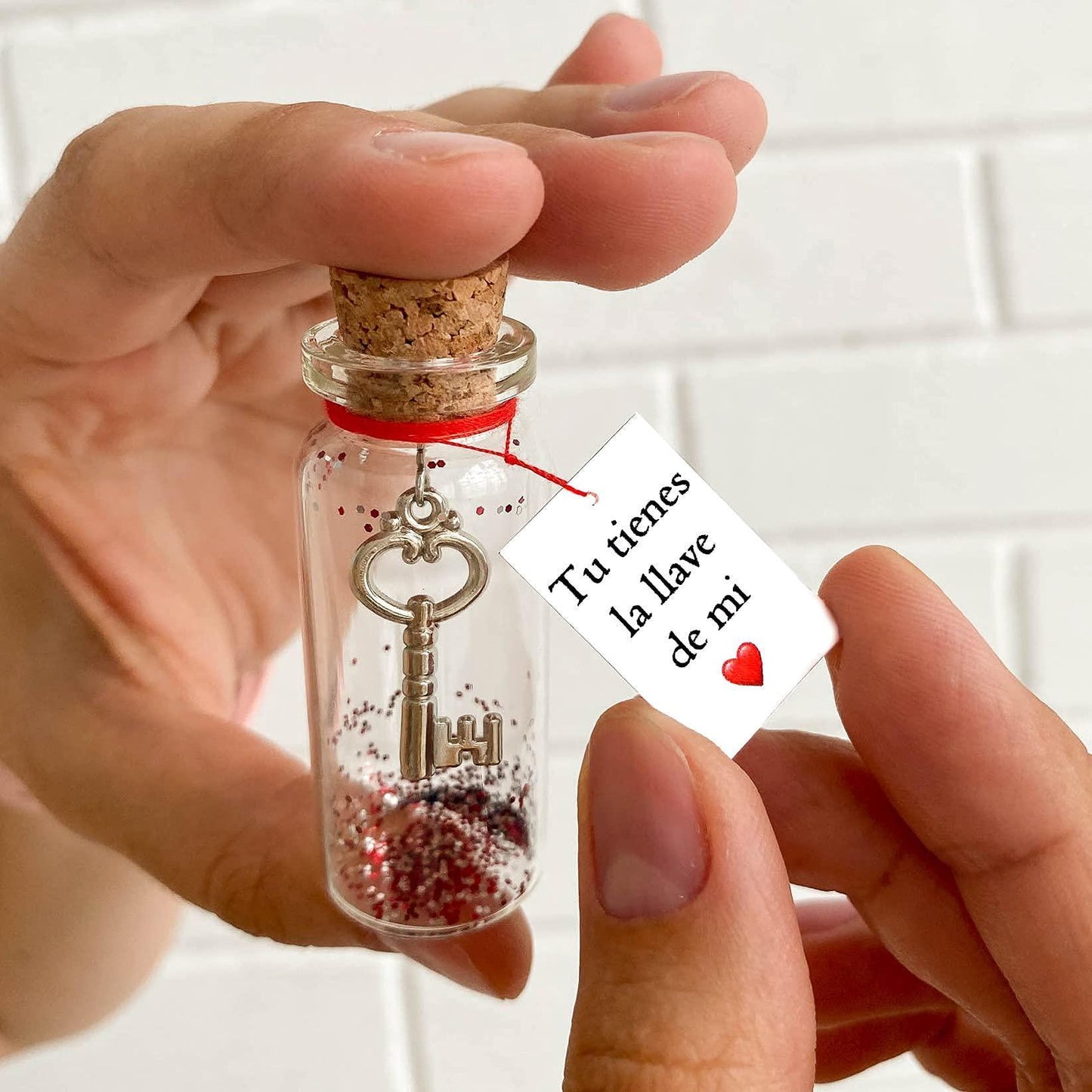Mensaje romántico en una botella para regalar a tu novio o novia   Tarro de los deseos con una tarjeta para tu esposo o esposa (in a bottle Tu tienes la llave de mi corazón)