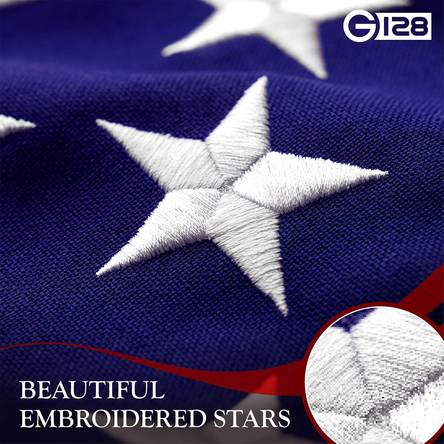 3x5 Ft American Flag Deluxe TearProof Series Featuring Super Tough Spun Polyester Embroidered Stars Sewn Stripes