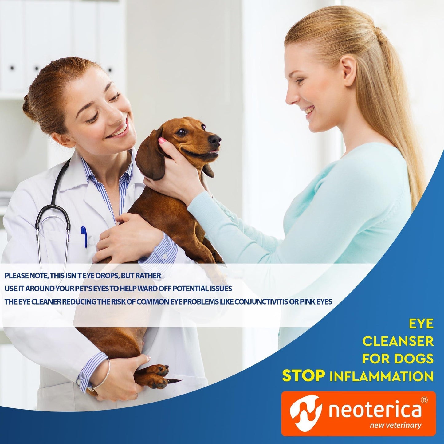 Cat & Dog Eye Wash Drops & Tear Stain Remover Cleaner | Eye Infection Treatment Helps Prevent Pink Eye Relief Allergies Symptoms Runny Dry Eyes   Safe for Small Animals