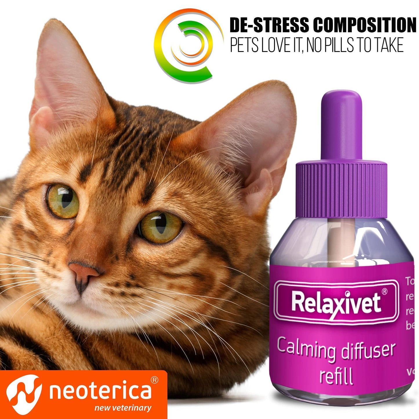 Calming Cat Diffuser Refill & Anti Anxiety Pet Products   Feline Calm Pheromones & Cats Comfort   Stress Relief Help with Pee New Zone Aggression Fighting with Dogs & Behavior Control