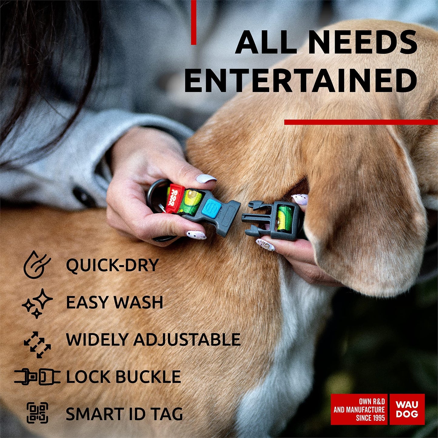 Nylon Dog Collar   Adjustable Dog Collar for Large Dogs Small & Medium Dogs   Breakaway Puppy Collars for Large Breed Dogs   Boy & Girl Dog Collars with Durable Plastic Buckle and QR Dog Tag