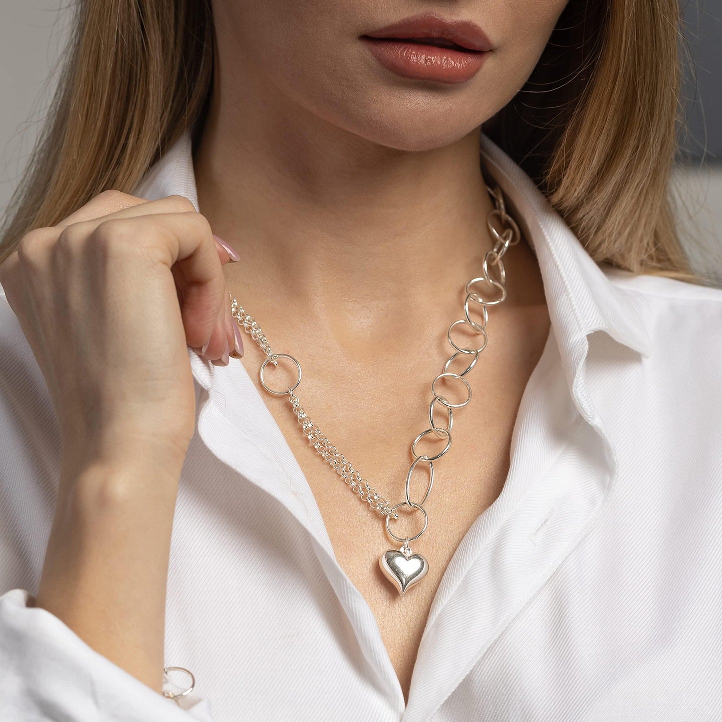 925 Sterling Silver Necklaces for Women Heart Pendant Chain Necklace Trend Jewelry Gift for Women Wife Girls Her Birthday Love Gift
