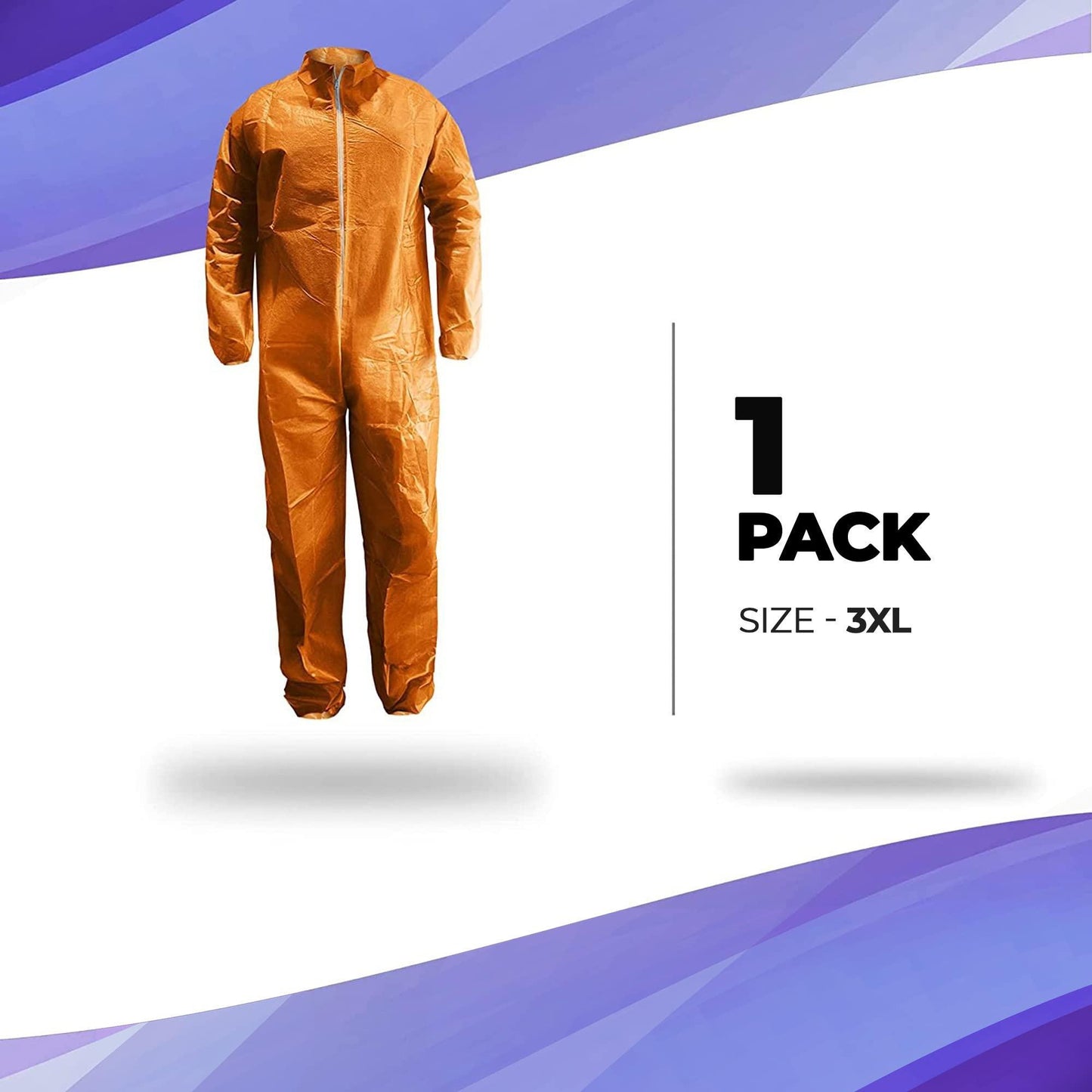 AMZ Medical Supply Disposable Coveralls for Men and Women 3X Large. Orange Hazmat Suits Disposable PP   PE 40 GSM. Medical Protective Suit Disposable with Open Wrists Ankles Front Zipper No Pocket
