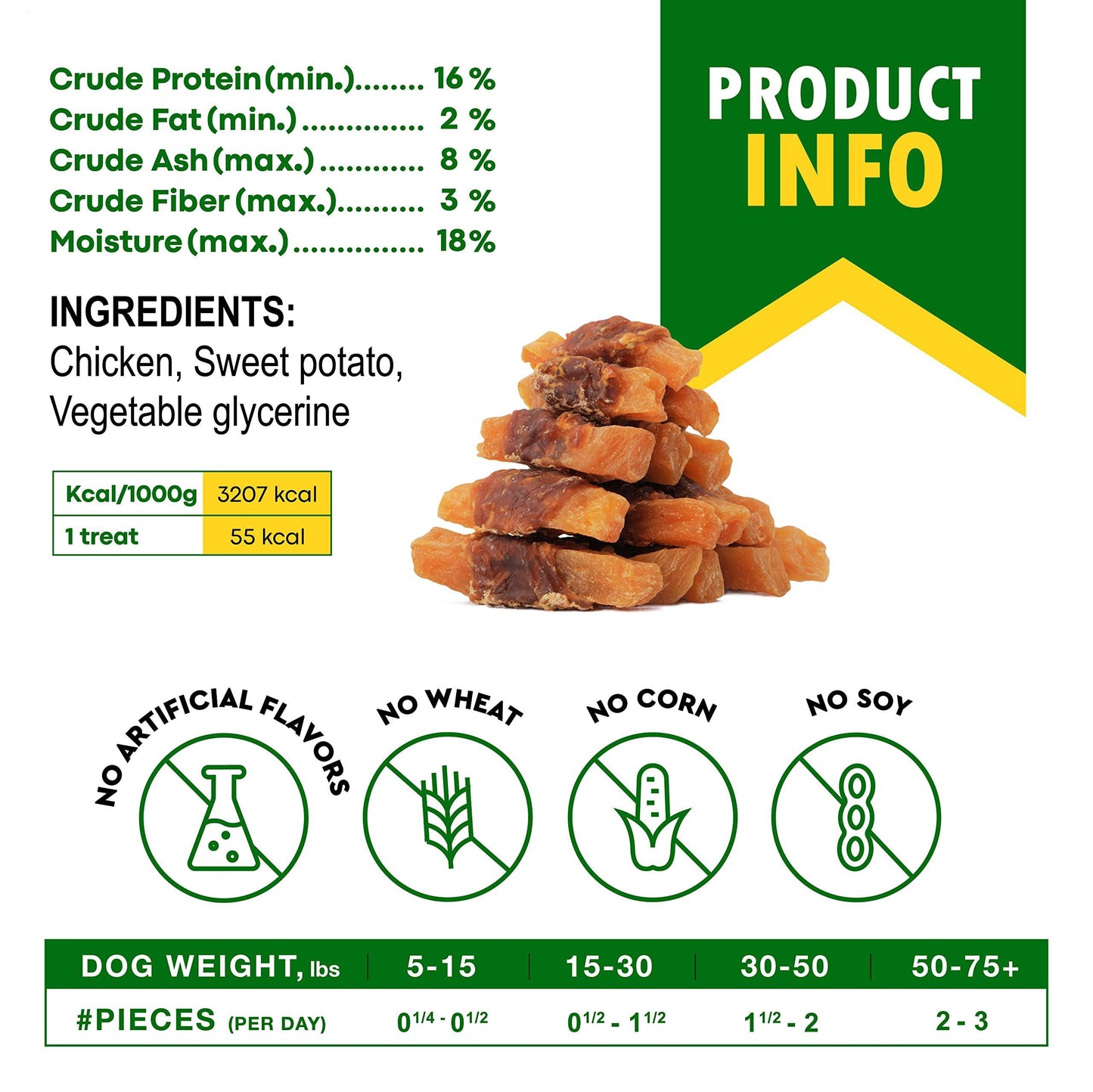 Dog Sweet Potato Wrapped with Chicken & Pet Natural Chew Treats   Grain Free Organic Meat & Human Grade Dried Snacks in Bulk   Best Twists for Training Small & Large Dogs   Made for USA (Sweet Potato)