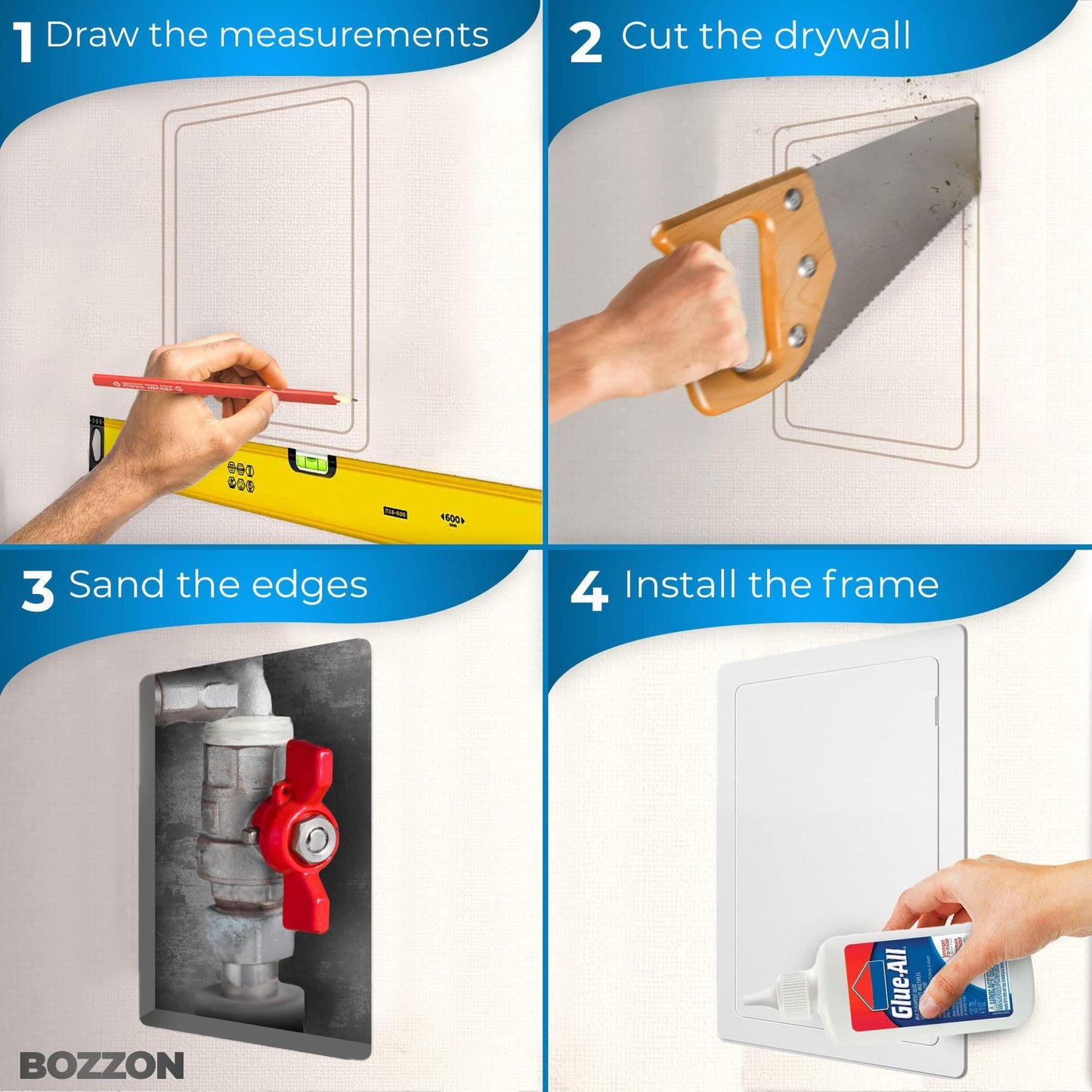 Access Panel for Drywall   12 x 16 inch   Wall Hole Cover   Access Door   Plumbing Access Panel for Drywall   Heavy Durable Plastic White
