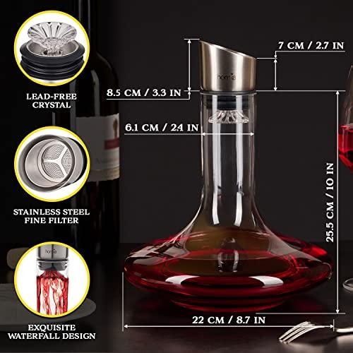 2in1 Decanter Set  Wooden Smoker  Wine Aerator  60 fl oz Glass Decanter  Scotch Bourbon Red Wine Handmade Decanter Set  Gift for Men (Torch not included)