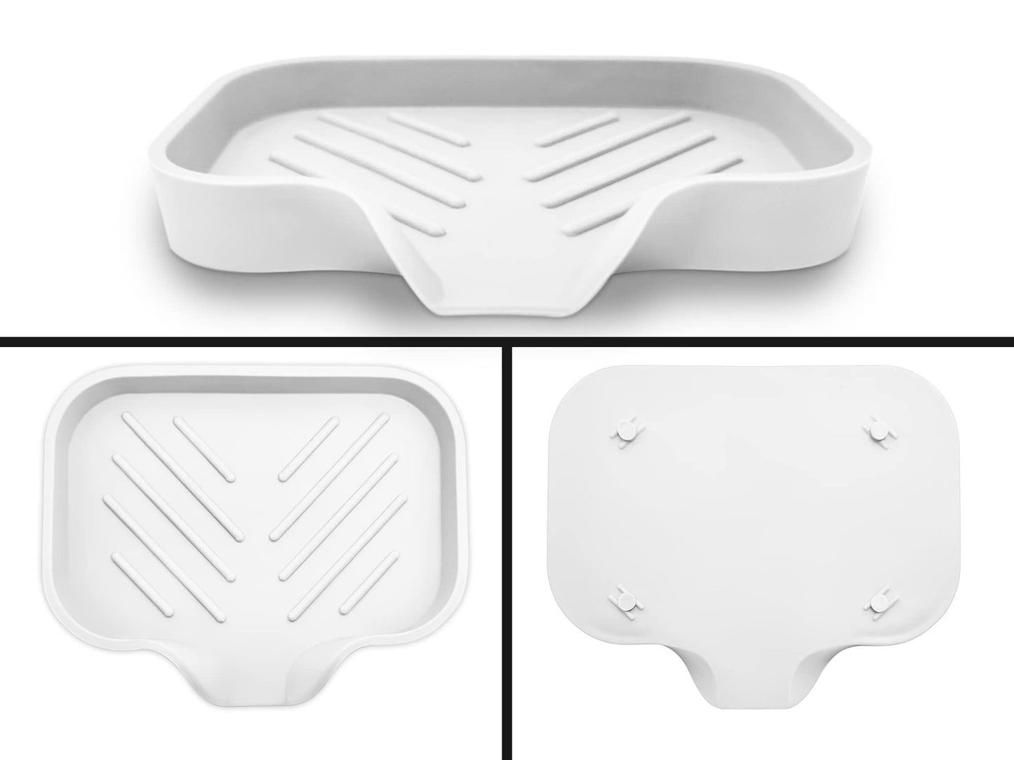 2 Pcs White Silicone Self Draining Rectangular Soap Dishes   Waterfall Soap Trays   Soap Dishes for Bar Soap   Soap Boxes   Soap Case   Soap Container   Soap Pads   Kitchen Sink   Shower   Bathroom.