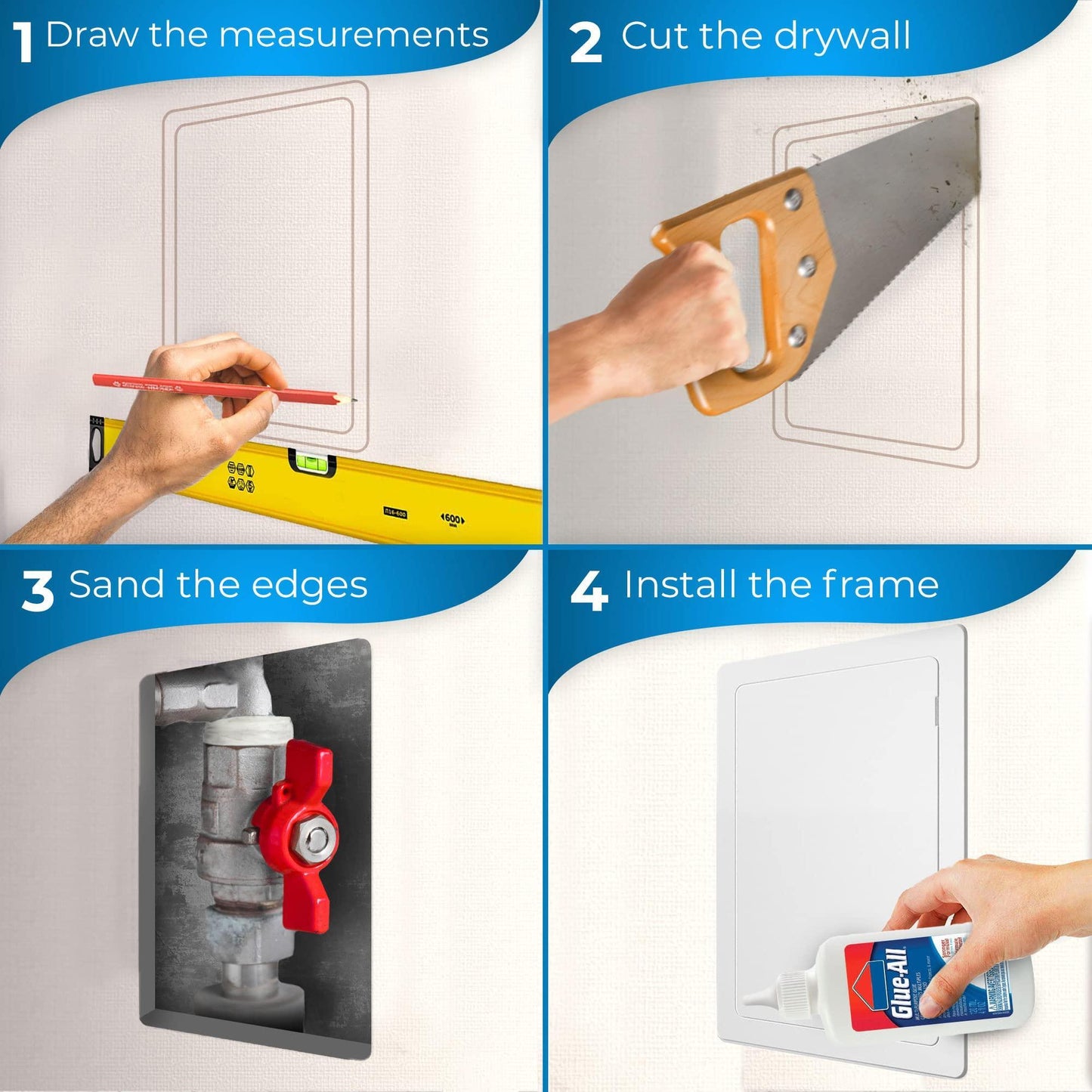 Access Panel for Drywall   6 x 9 inch   Wall Hole Cover   Access Door   Plumbing Access Panel for Drywall   Heavy Durable Plastic White