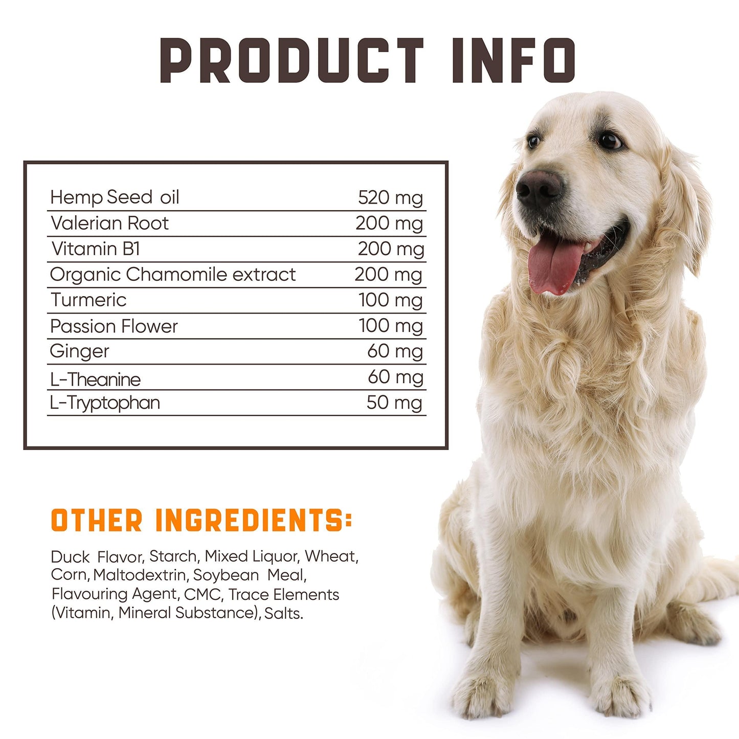 Natural Calming Chews for Dogs with Hemp Oil and Valerian Root   Aid during Fireworks Thunderstorms Separation   Hip and Joint Health   Duck Flavored Dog Calming Treats for All Breeds 180 Chews