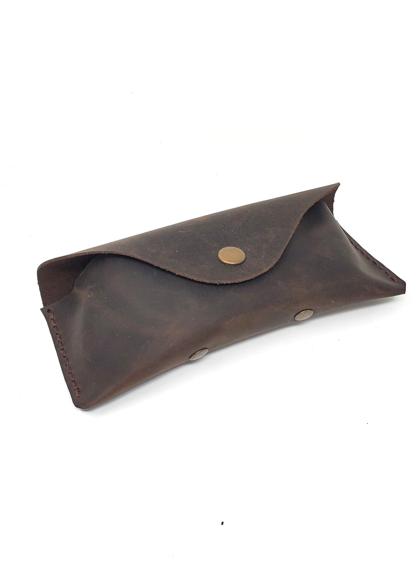 MyMesken Leather Eyeglass Case  Glasses Case   Sunglass Case   Genuine Leather Eyeglasses Case with Snap Closure