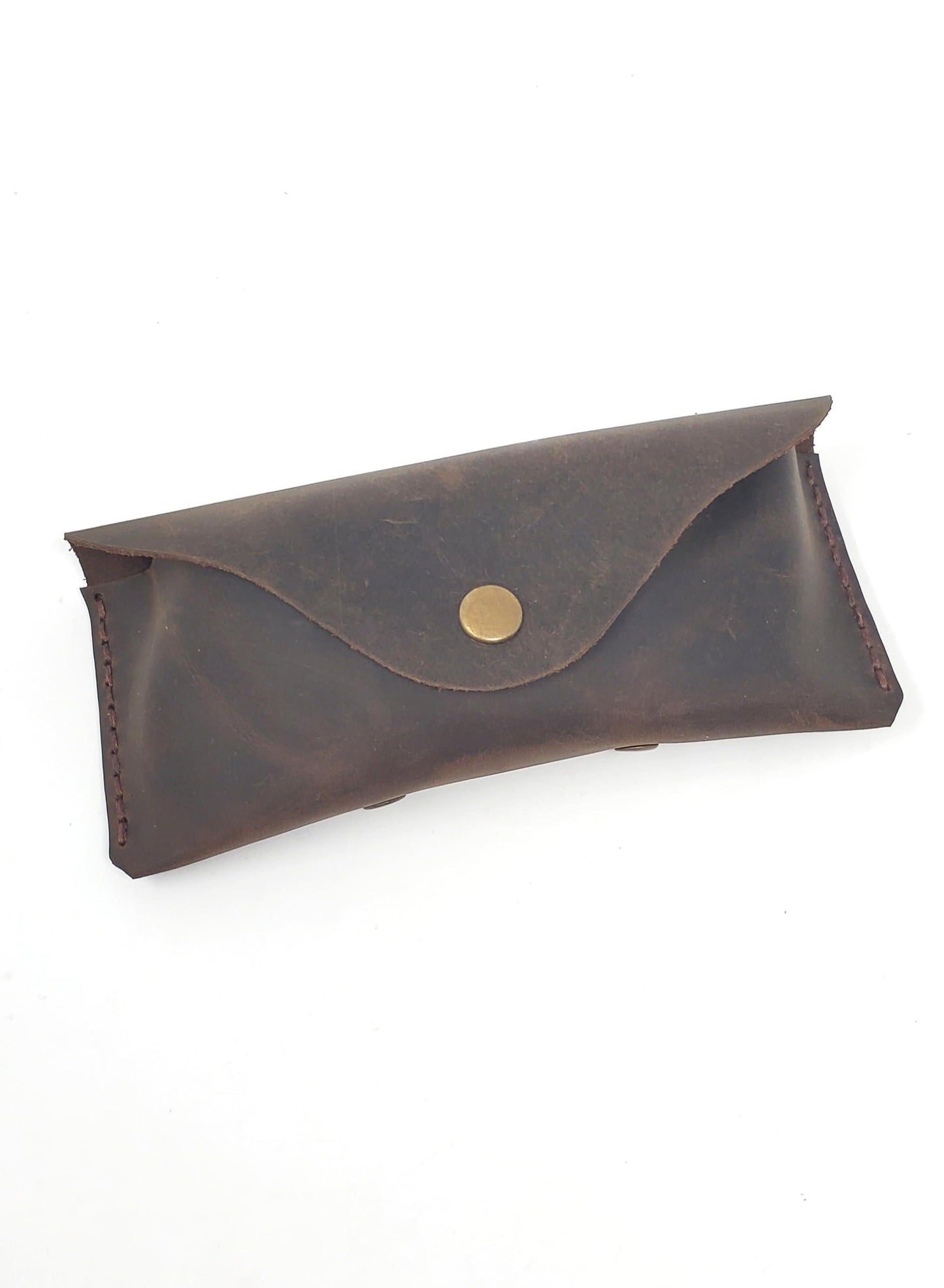 MyMesken Leather Eyeglass Case  Glasses Case   Sunglass Case   Genuine Leather Eyeglasses Case with Snap Closure