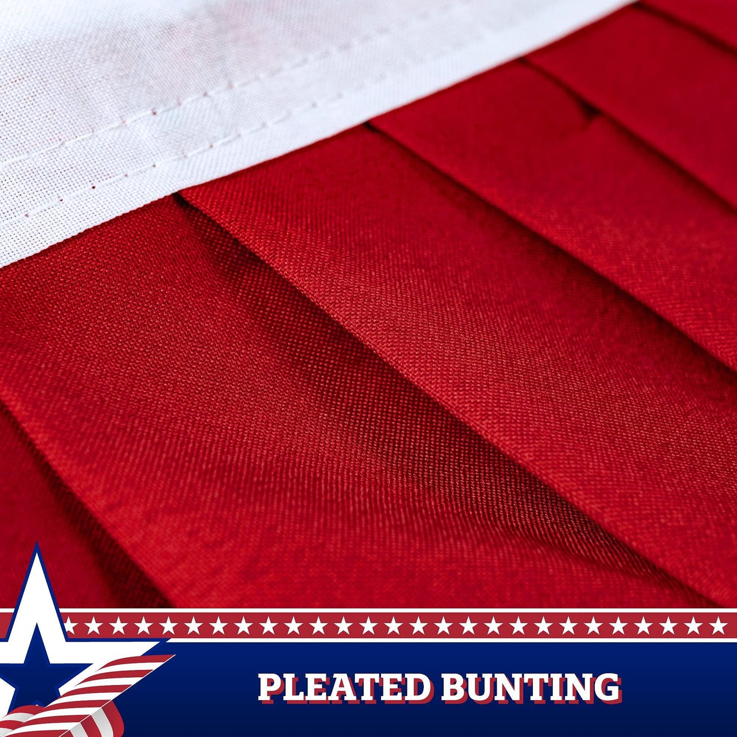 – 1 Pack: USA Pleated Fan Flag 3x6 Feet American USA Bunting Decoration Flags PRINTED Patriotic Stars & Stripes with Canvas Header and Brass Grommets