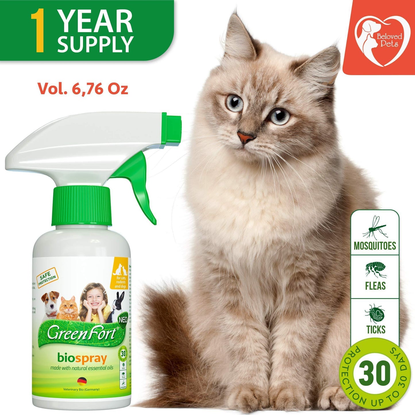 Natural Flea and Tick Home Spray for Dogs Cats & Ferret   Mosquito Bug Repellent & Carpet Flea Killer   Pet Pest Control & House Flea Treatment Indoor   Organic Prevention for Safe