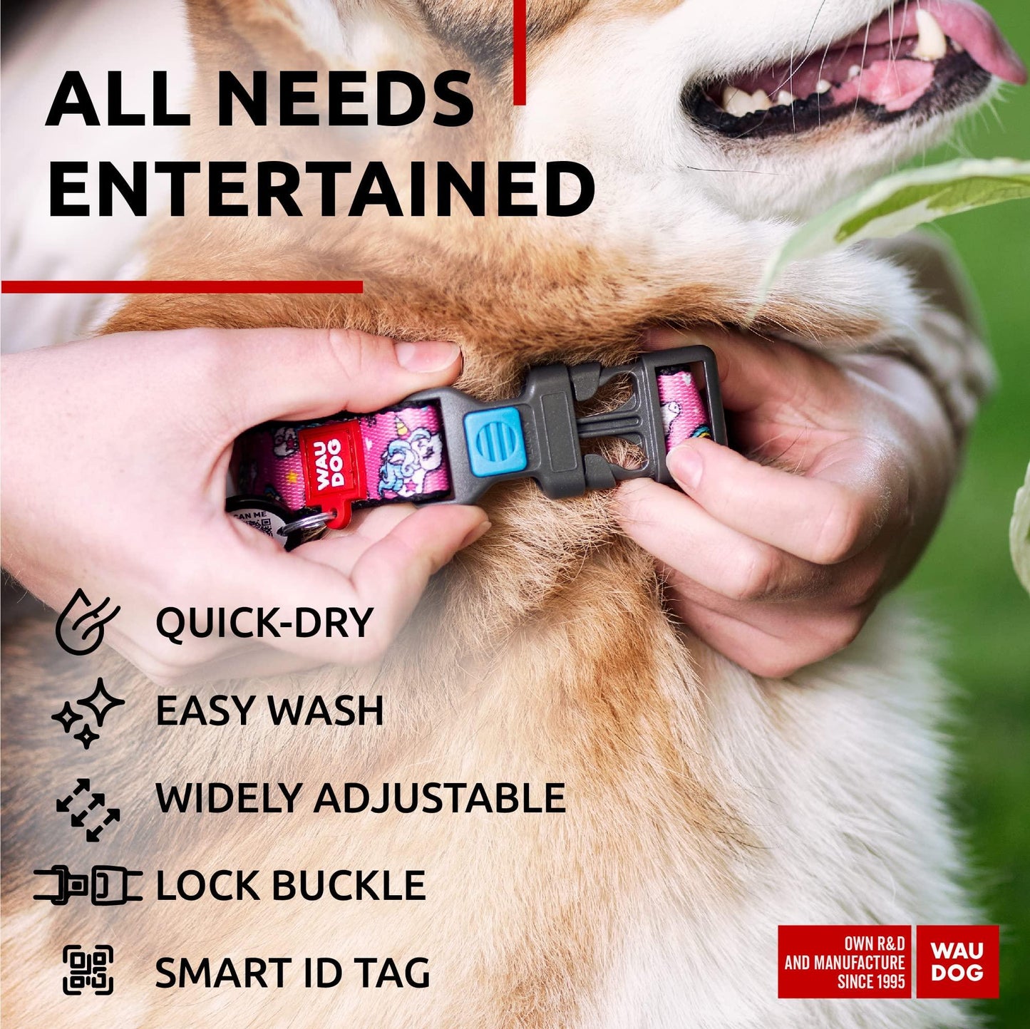 Nylon Dog Collar   Adjustable Dog Collar for Large Dogs Small & Medium Dogs   Breakaway Puppy Collars for Large Breed Dogs   Boy & Girl Dog Collars with Durable Plastic Buckle and QR Dog Tag