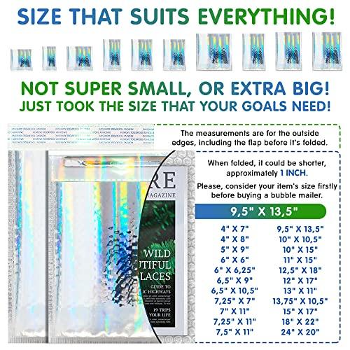 Hologram Metallic Bubble Mailers 9.5 x 13.5 Pack of 25 Opaque Mail Bubble Envelopes with Sturdy Adhesive Line Reliable Padded Shipping Envelopes Waterproof Padded Envelopes Various Sizes