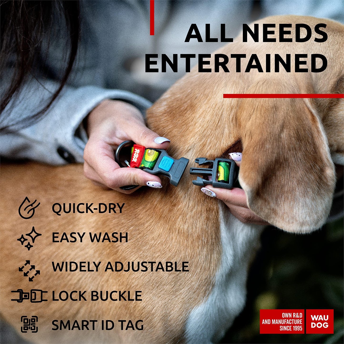 Nylon Dog Collar   Adjustable Dog Collar for Large Dogs Small & Medium Dogs   Breakaway Puppy Collars for Large Breed Dogs   Boy & Girl Dog Collars with Durable Plastic Buckle and QR Dog Tag