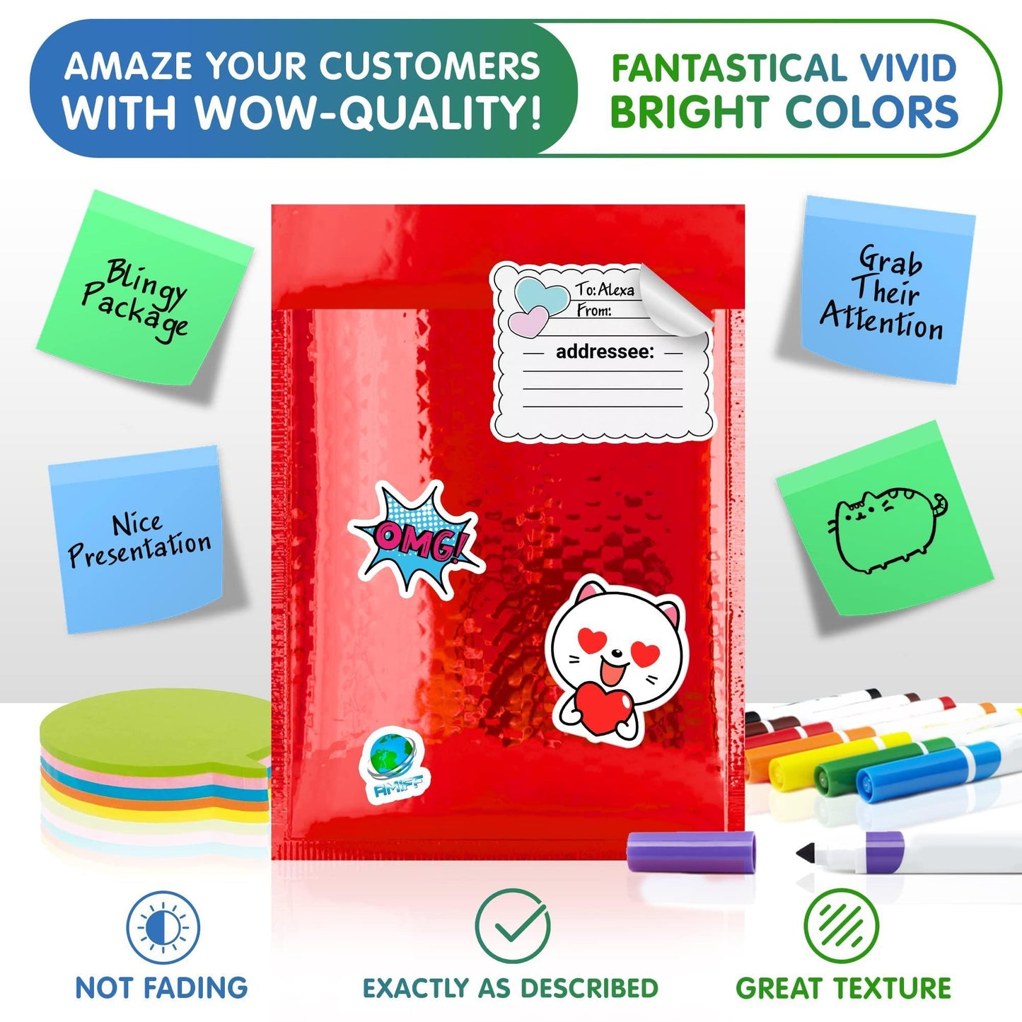 Red Metallic Bubble Mailers 7.25 x 7 Pack of 25 Opaque Mail Bubble Envelopes with Sturdy Adhesive Line Reliable Padded Shipping Envelopes Waterproof Padded Envelopes Various Sizes