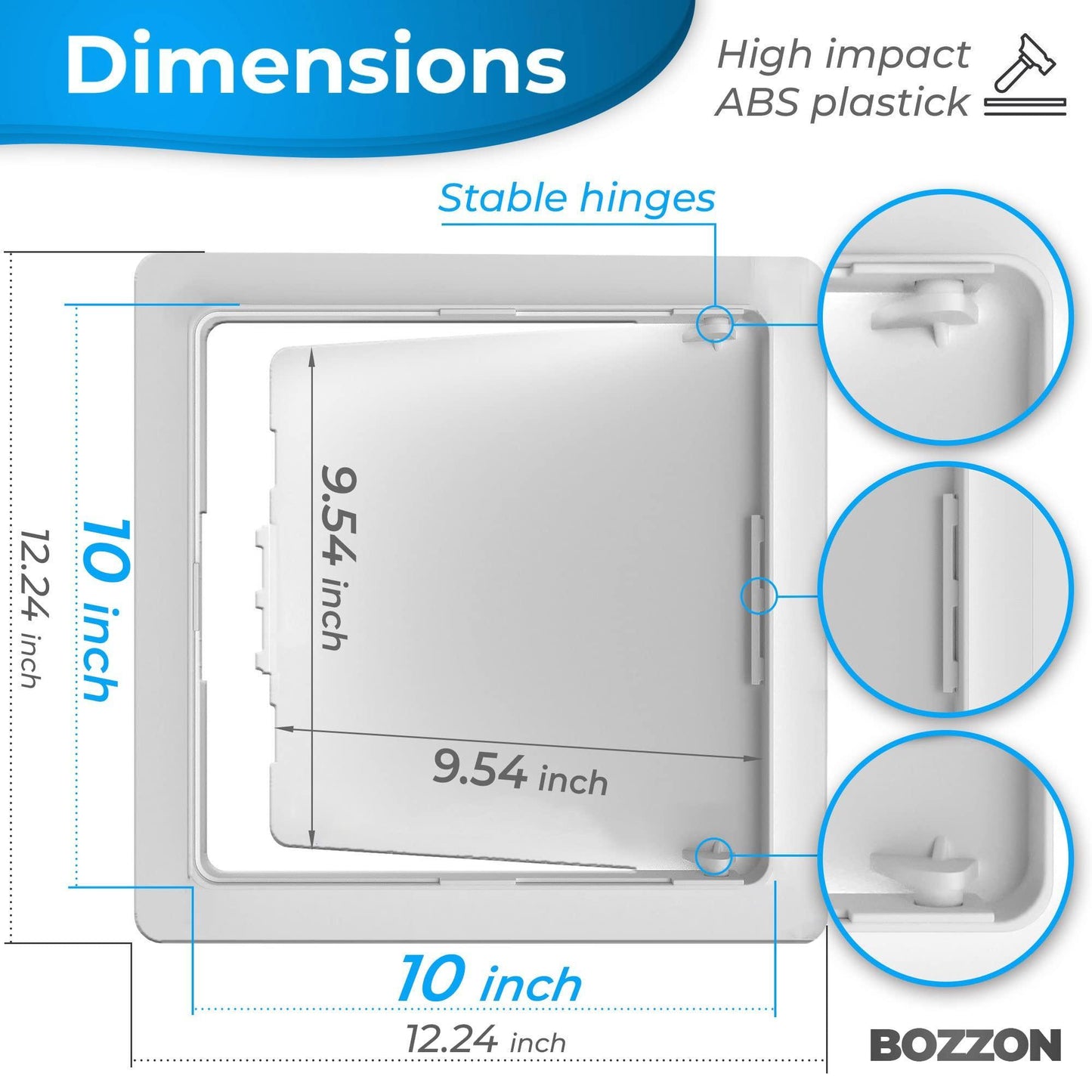Access Panel for Drywall   10x10 inch   Wall Hole Cover   Access Door   Plumbing Access Panel for Drywall   Heavy Durable Plastic White