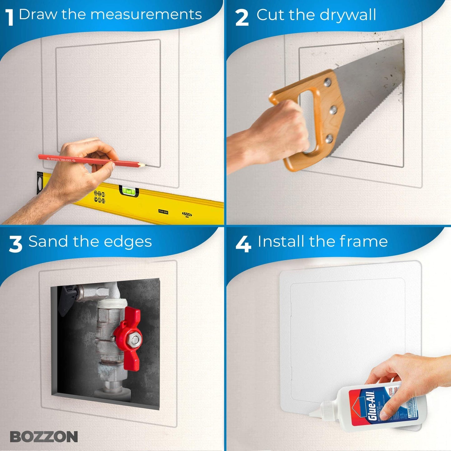 Access Panel for Drywall   10x10 inch   Wall Hole Cover   Access Door   Plumbing Access Panel for Drywall   Heavy Durable Plastic White