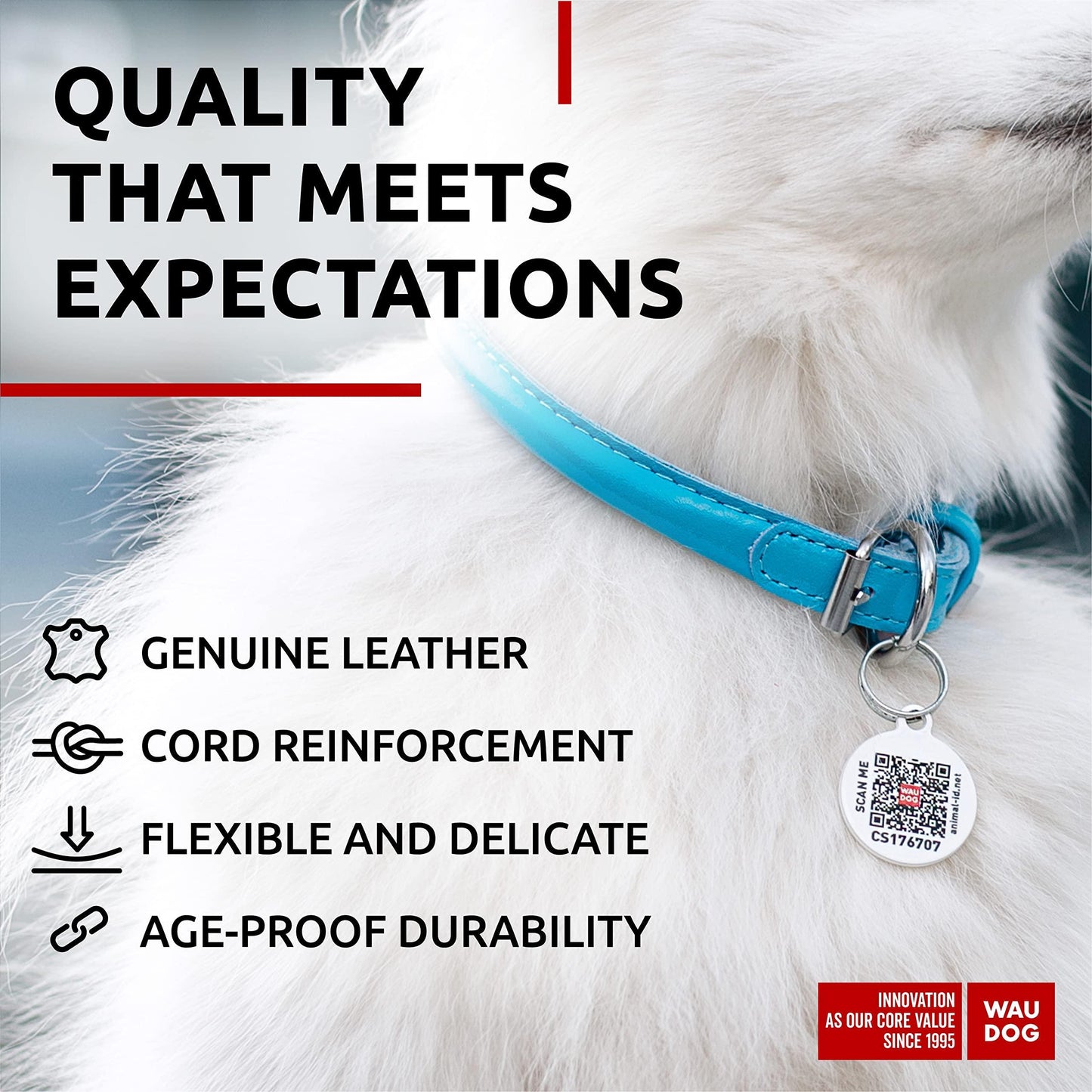 WAUDOG Ultra Soft Rolled Leather Dog Collar for Small Dogs   Soft Padded Dog Collars for Medium Dogs   Puppy Collars for Large Breed Dogs   Male and Female Dog Collar