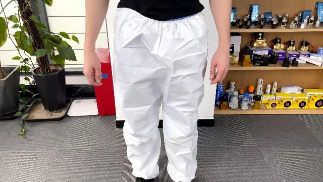 Waterproof Disposable Pants. Pack of 10 Poly White Trousers Medium. Protective Microporous Workwear with Elastic Waist Open Ankles. Leg PPE Clothing. 10 Pairs of Pants for Industrial Use.