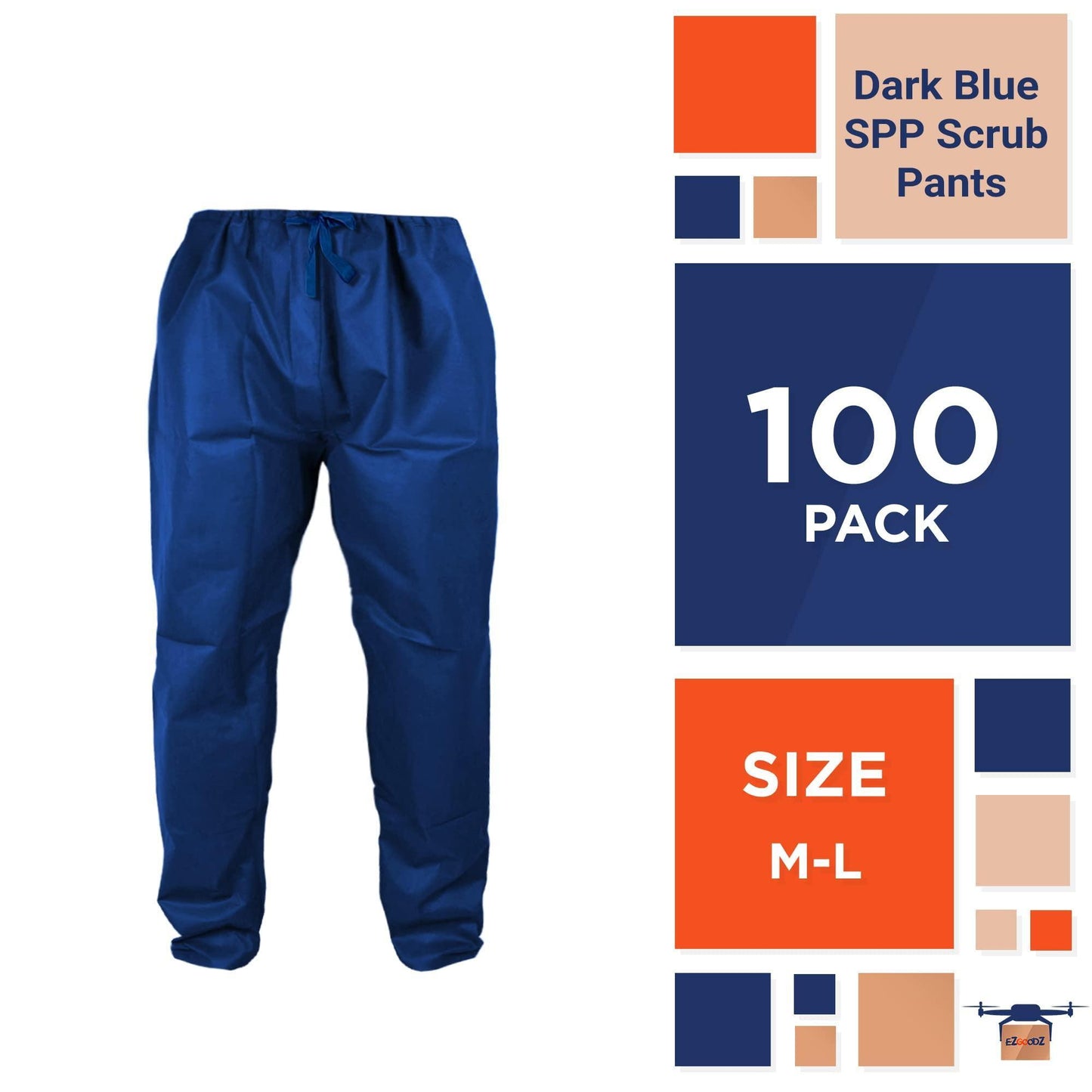 Disposable Scrub Pants for Men Women S Pack of 10 Dark Blue Disposable Scrubs Bottoms with Waist Ties 2 Pockets Breathable Soft SPP Disposable Pants Medical for Hospital Painting