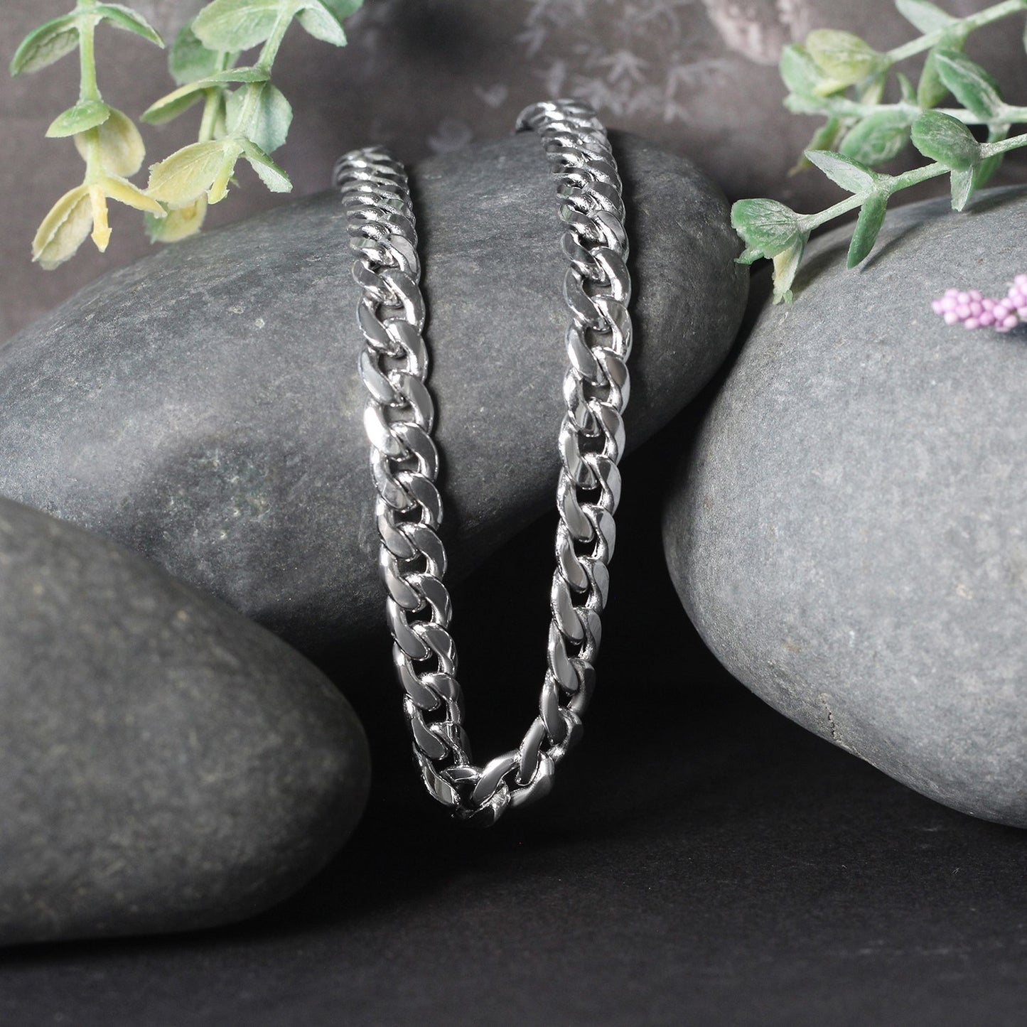 7.0mm 14K White Gold Miami Cuban Semi Solid Chain