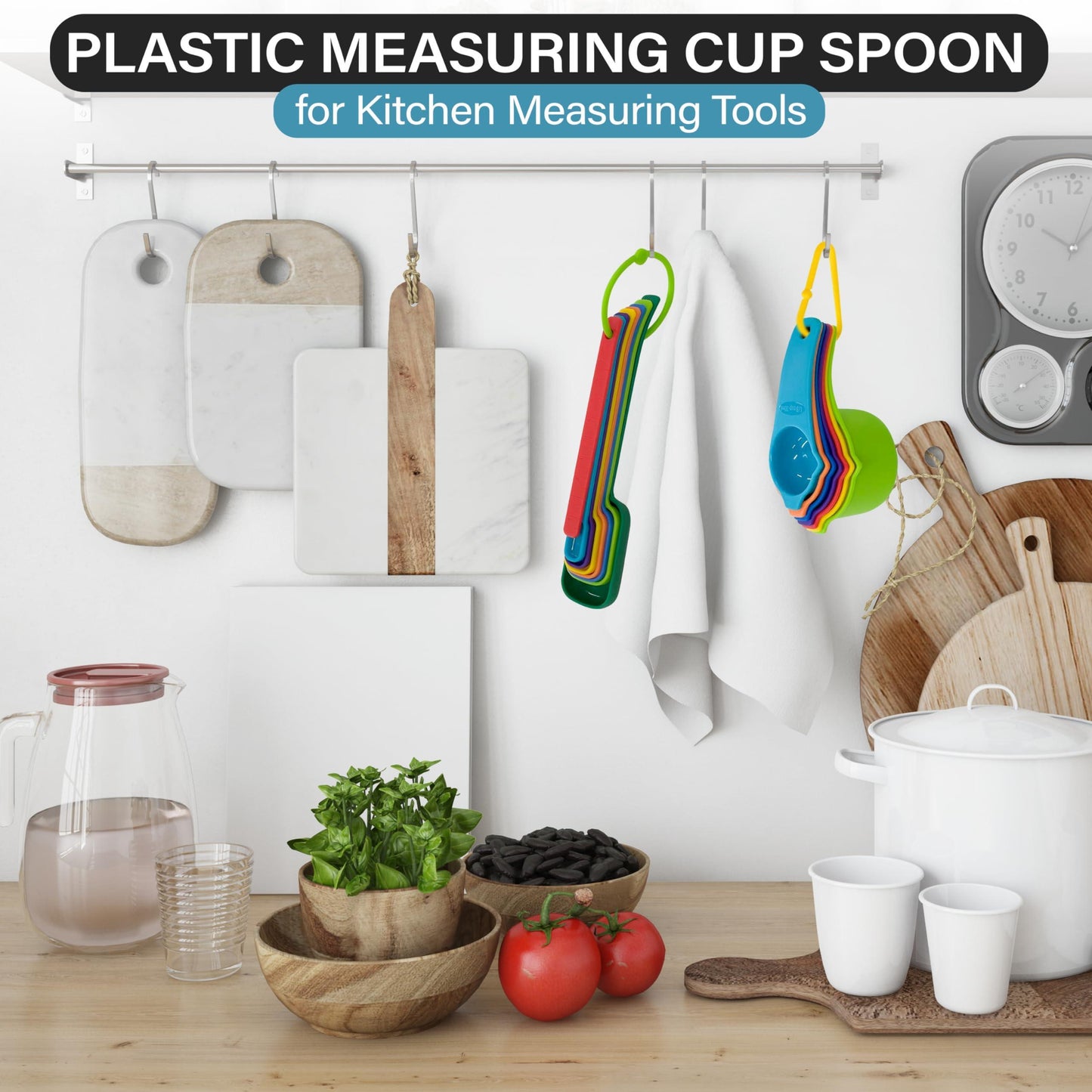 Measuring Cups and Spoons Set 15 Piece   Plastic Measuring Cup Set for Liquid and Dry Measuring   Engraved Metric USA Measurement Cup Set for Baking Cooking   Colorful BPA Free Measuring Cups