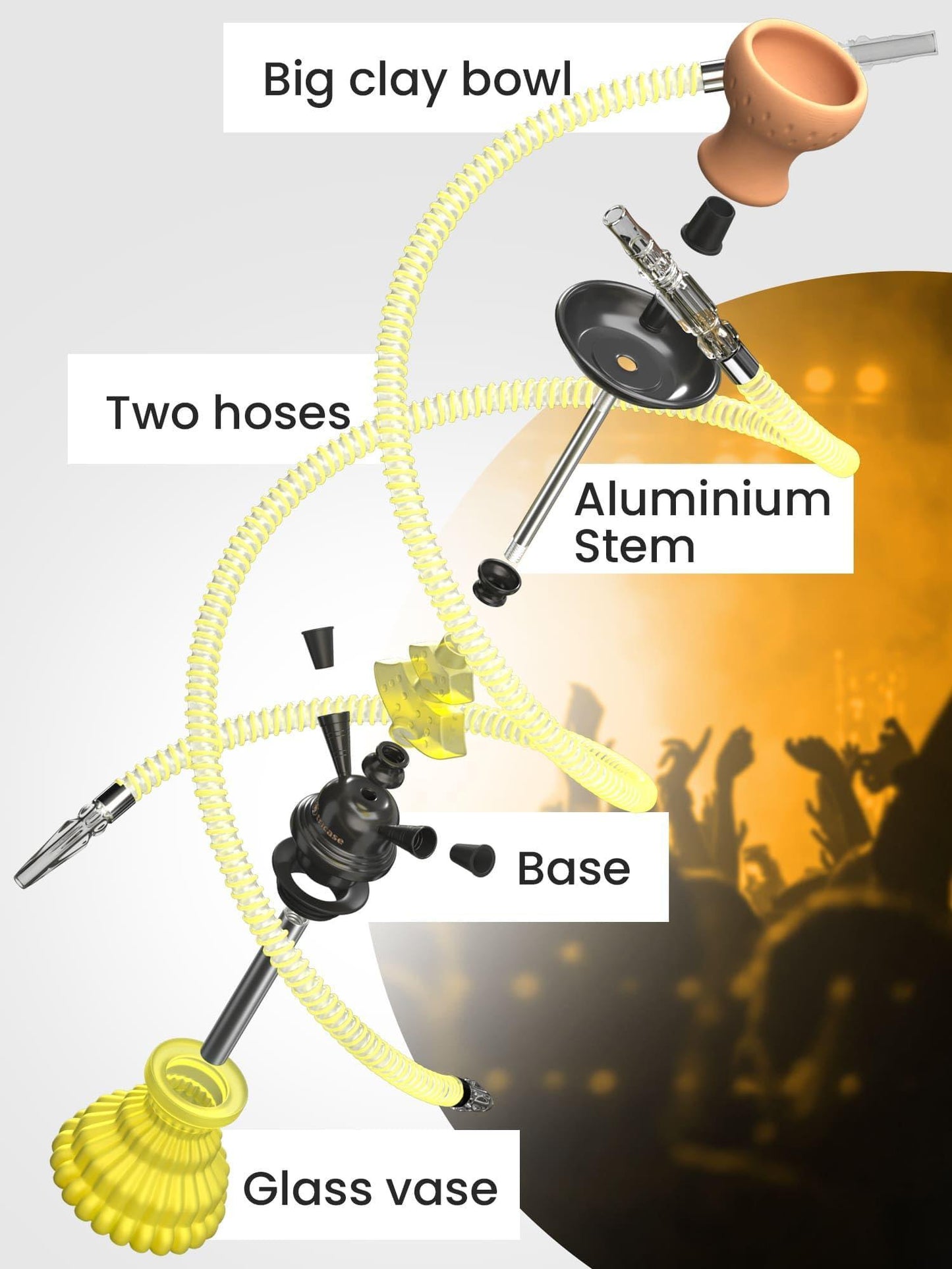 Neon Yellow Hookah Set 2 Hose Hookah – LilOne 12” Neon Yellow Mini Hookah Combo Kit Shisha Hookah Set with Prepunched Foil Hookas Bowl Disposable Tips Mouthpiece Tongs Portable Hookah Pipe   Hookah Machines