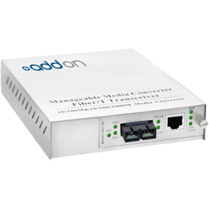 AddOn 10/100/1000Base-TX(RJ-45) to 1000Base-LX(SC) SMF 1310nm 20km Managed Media Converter