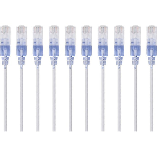 Monoprice 10-Pack, SlimRun Cat6A Ethernet Network Patch Cable, 7ft White