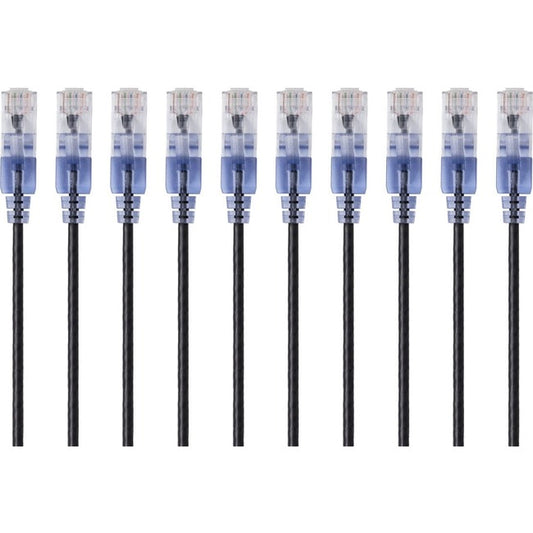 Monoprice 10-Pack, SlimRun Cat6A Ethernet Network Patch Cable, 3ft Black