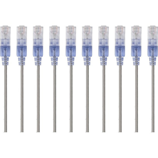 Monoprice 10-Pack, SlimRun Cat6A Ethernet Network Patch Cable, 5ft Gray