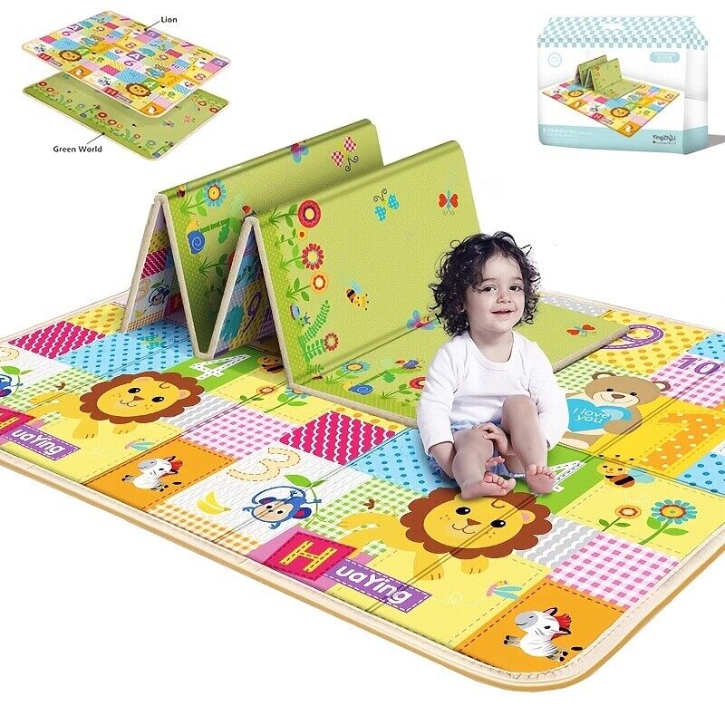 🐻🎨"Create a Magical Wonderland with Funville Baby Play Mat: Foldable, Double-Sided Cartoon Rug for Safe and Stimulating Playtime!" 🌈🎨