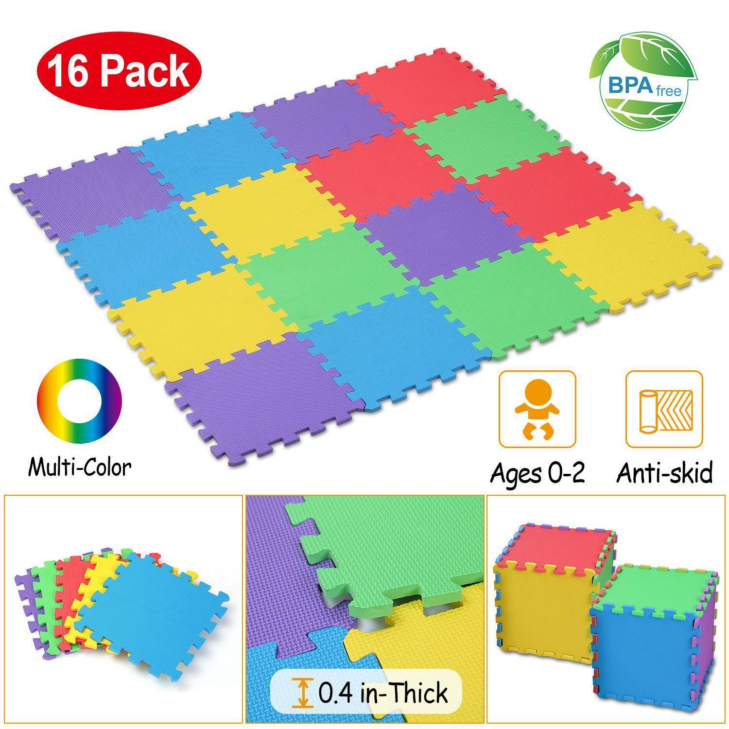 Unlock Your Child's Imagination with 16Pcs Kids Puzzle Exercise Play Mat: Interlocking EVA Floor Mat for Infants - Safe, Fun, and Educational!" 🧩🌈🚼