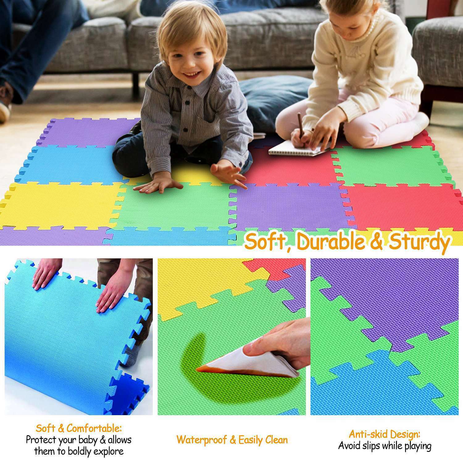 Unlock Your Child's Imagination with 16Pcs Kids Puzzle Exercise Play Mat: Interlocking EVA Floor Mat for Infants - Safe, Fun, and Educational!" 🧩🌈🚼