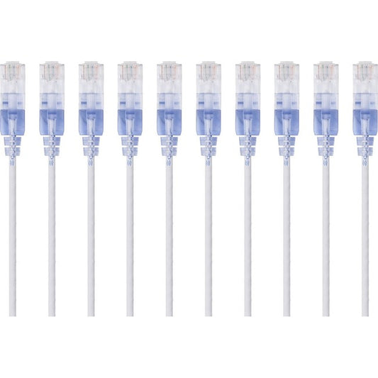 Monoprice 10-Pack, SlimRun Cat6A Ethernet Network Patch Cable, 10ft White